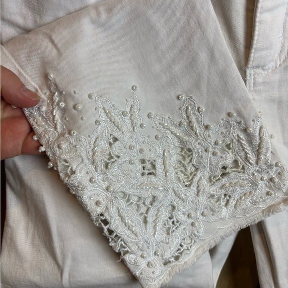 Soft Surroundings Touch of Lace White Jeans Women’s Size 6 - Picture 4 of 7